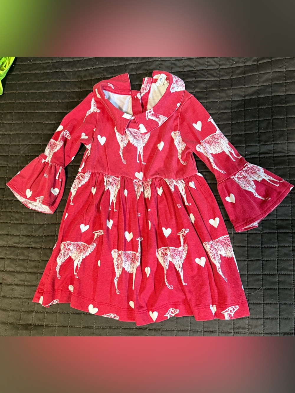 Kate Quinn | bell sleeve dress | llama🦙 & hearts ❤️ | 6-12m
